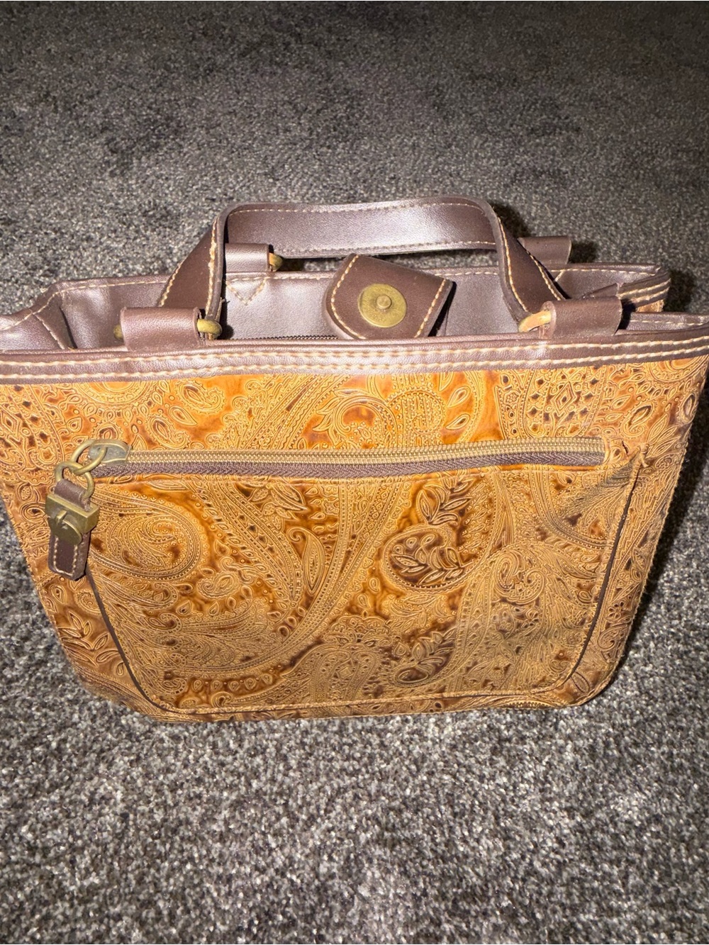 Relic Paisley Hand Bag in Warm Tan and Brown